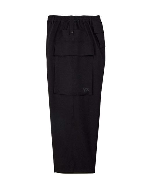 Y-3 Black Elasticated Waistband Drawstring Cargo Trousers for men