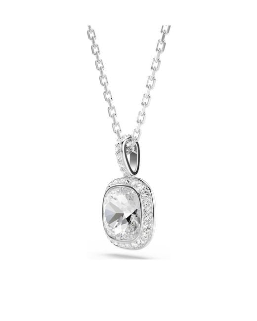 Swarovski White Crystal-Pendant Cable-Link Necklace