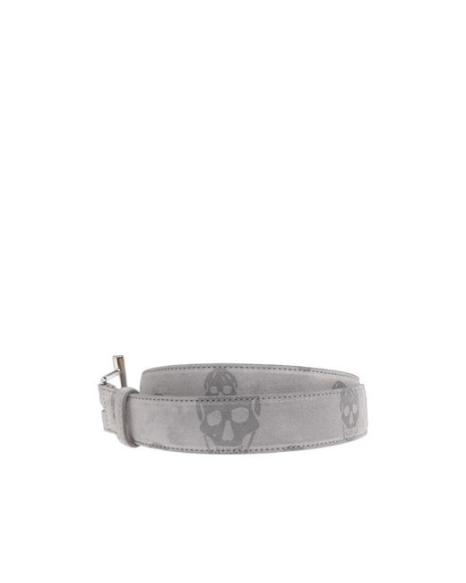 McQueen White Skull Jacquard Buckle Belt for men