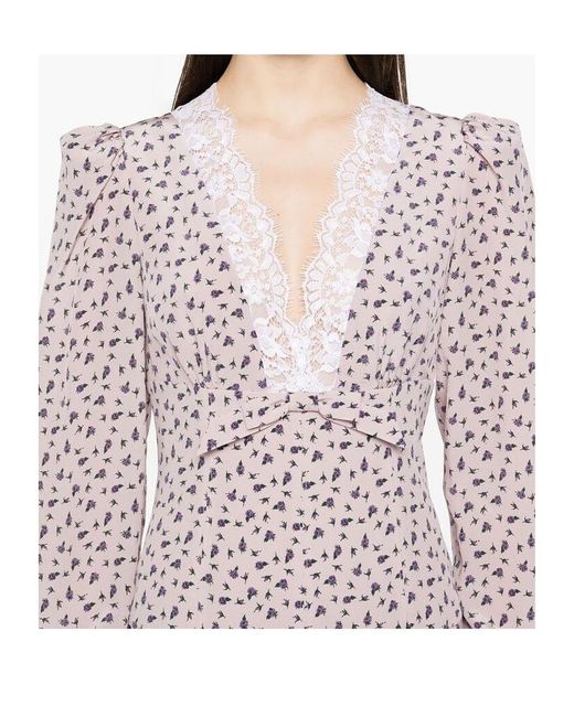 Alessandra Rich Purple Small Rose Print Dress