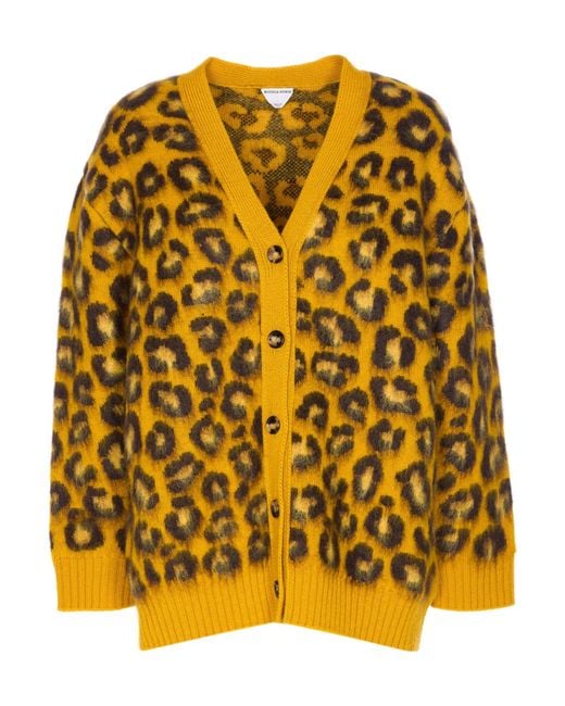 Bottega Veneta Yellow V-Neck Knitted Cardigan