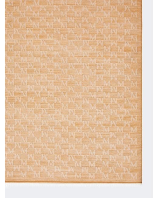 Max Mara White Panire Monogram Patterned Frayed Edge Scarf