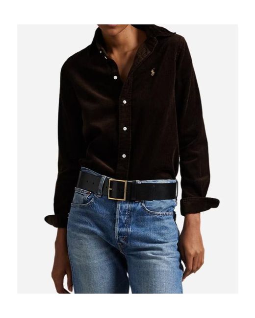 Polo Ralph Lauren Black Corduroy Logo Embroidered Shirt