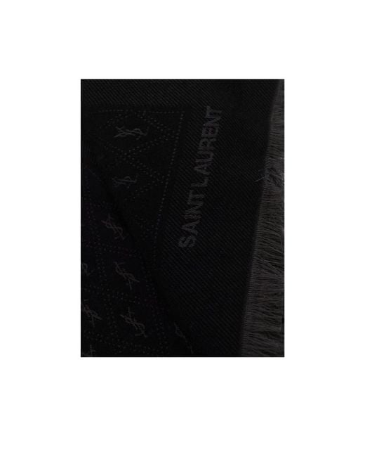 Saint Laurent Black Cassandre Monogram Large Scarf