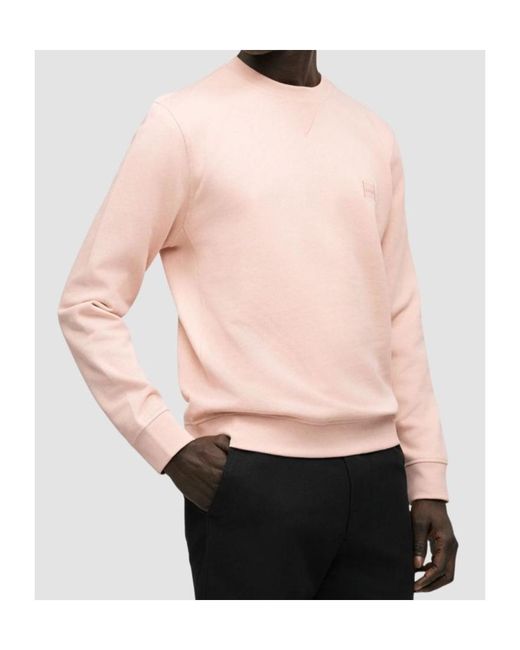 Boss Pink Crew Neck Long-Sleeved Sweatshirt for men