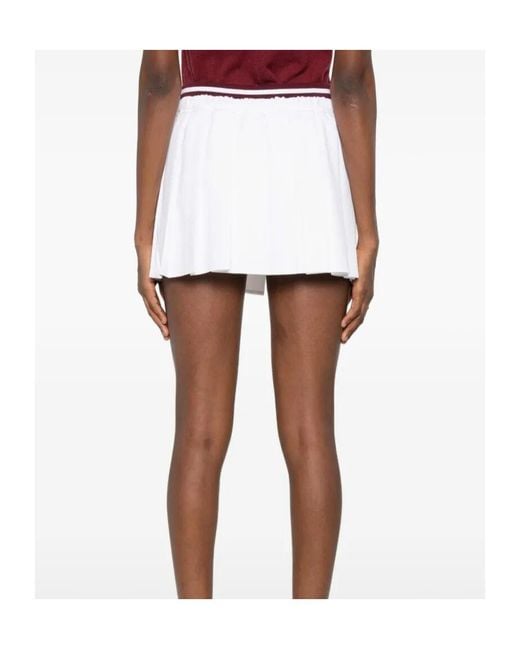 Brunello Cucinelli White Striped Pleated Skirt