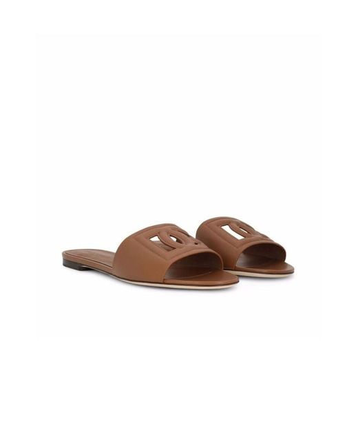 Dolce & Gabbana Brown Millennials Logo Detailed Slides
