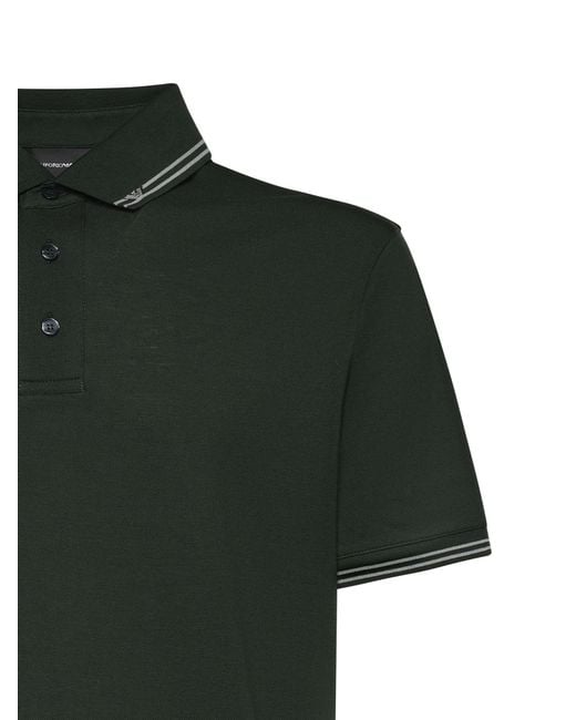 Emporio Armani Green Tipped Collar Polo Shirt for men