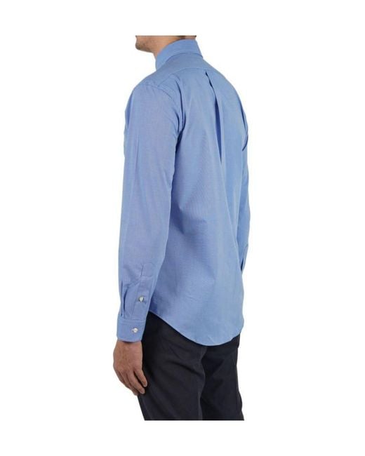 Polo Ralph Lauren Blue Logo Embroidered Long Sleeved Shirt for men