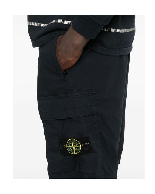 Stone Island Black Cargo Bermuda Shorts for men