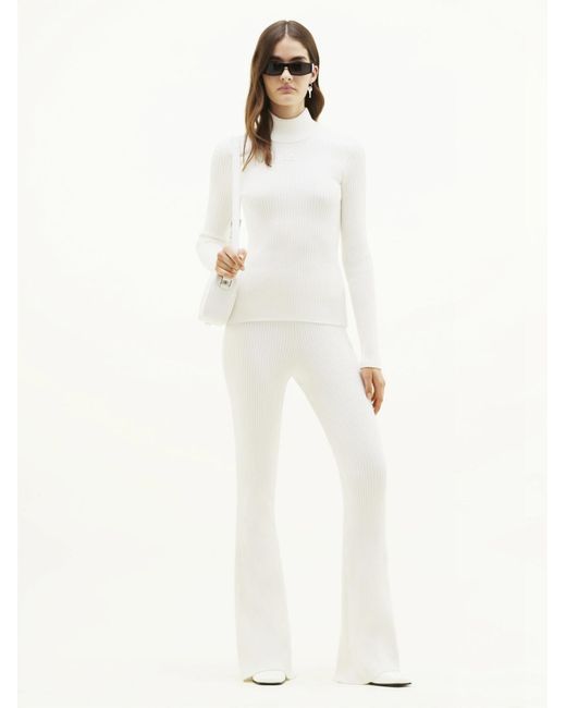 Courreges White Ribbed-Knit Flared Trousers
