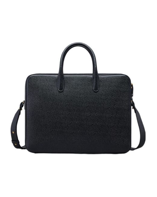 Thom Browne Black Double Compartment Business Bag