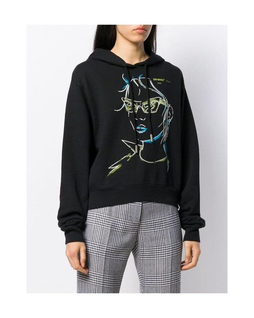 Off-White c/o Virgil Abloh Black Logo Character Printed Hooded Hoodie