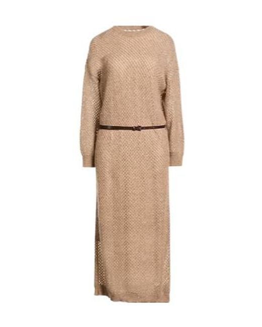 Brunello Cucinelli Natural Long Sleeve Knit Dress