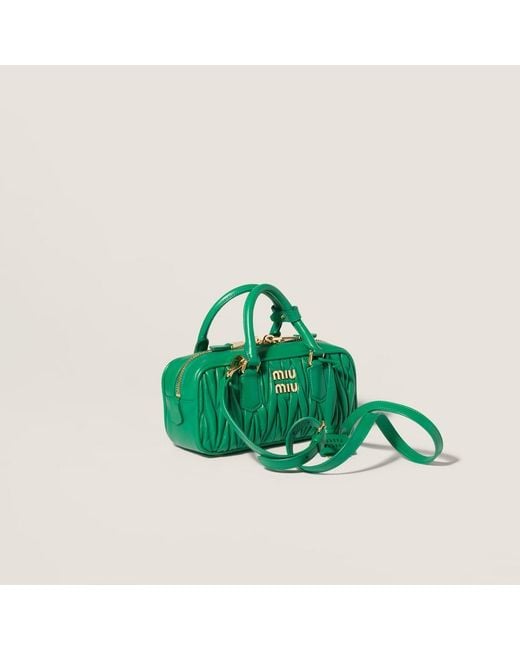 Miu Miu Green Arcadie Matelassé Nappa Leather Bag