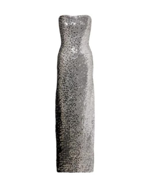 Jenny Packham Gray Caron Sequined Strapless Gown
