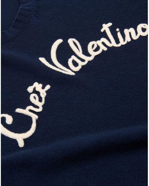Valentino Blue Chez Embroidered Crewneck Jumper for men