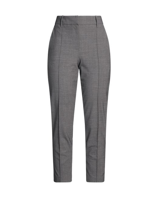 Brunello Cucinelli Gray Solid Color Slim-Fit Dress Pants