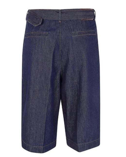 Dries Van Noten Blue Denim Shorts With Belt Loops