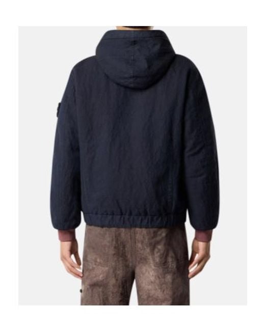 Stone Island Blue Padded Hooded Jacket With Anti-Drop for men
