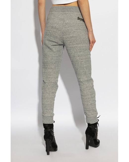 DSquared² Gray Logo Embroidered Elastic Waist Sweatpants