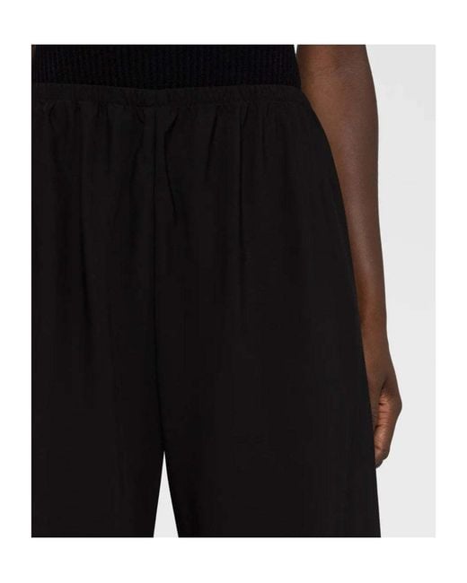 The Row Black Elasticated Waistband Wide-Leg Trousers