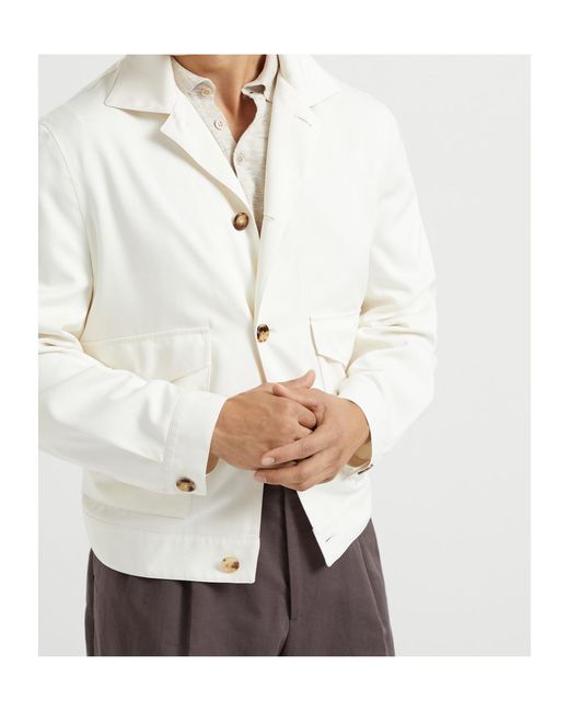 Brunello Cucinelli White Shirt-Style Jacket for men