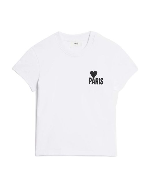 AMI White Logo Detailed Crewneck T-Shirt