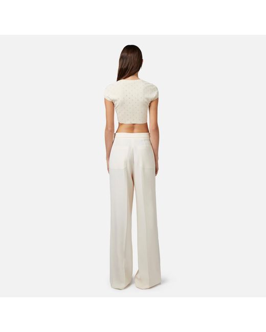 Elisabetta Franchi White Logo Lettering Embellished Cropped Top