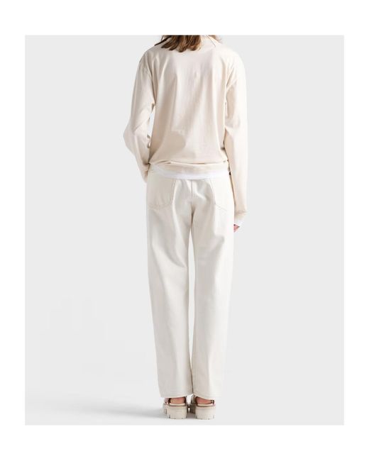 Prada White Old Denim Five-Pocket Jeans