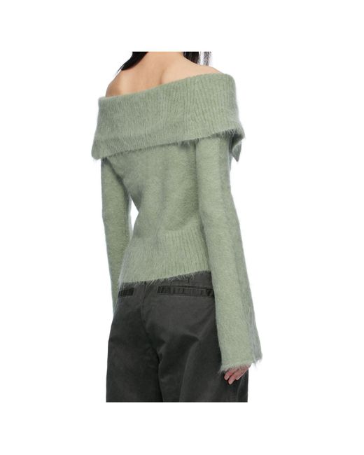 Holzweiler Green Off Shoulder Cardigan