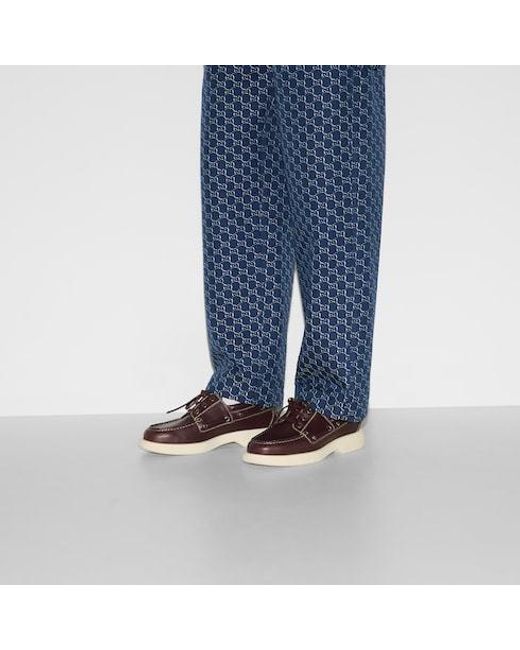 Gucci Brown Kaveh Boat Shoes for men