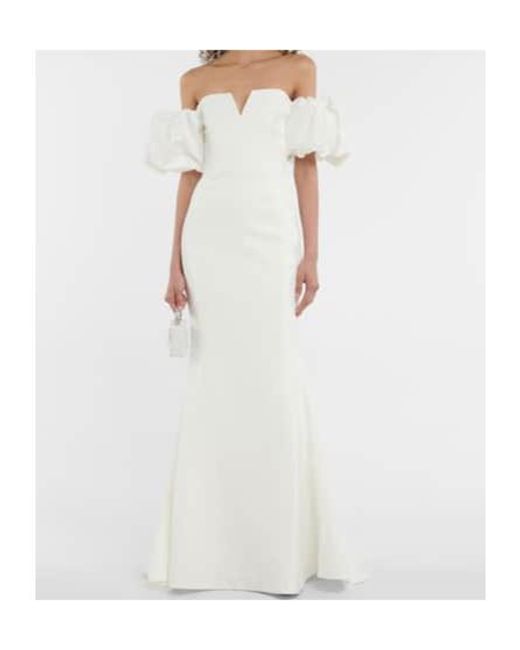 Rebecca Vallance White Bridal Genevieve Off-Shoulder Crepe Gown