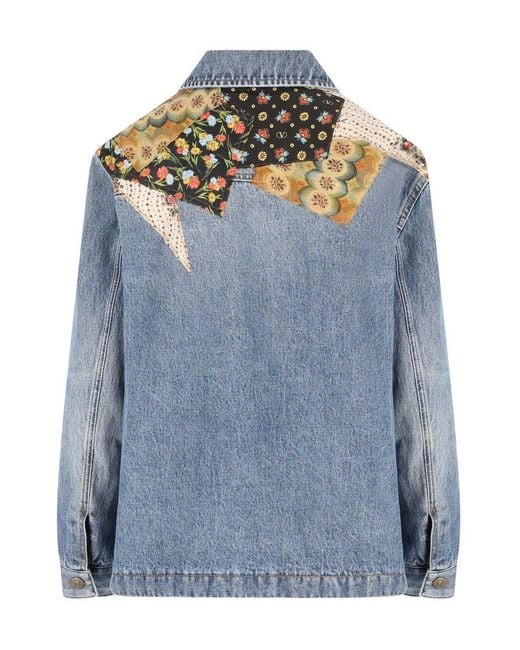 Valentino Blue Patch Detailed Button-Up Denim Jacket