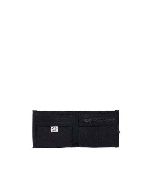 C P Company Black Herringbone Logo Wallet for men