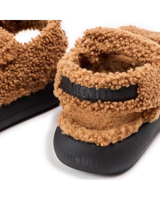 Moon Boot Brown Wool Logo Sandals