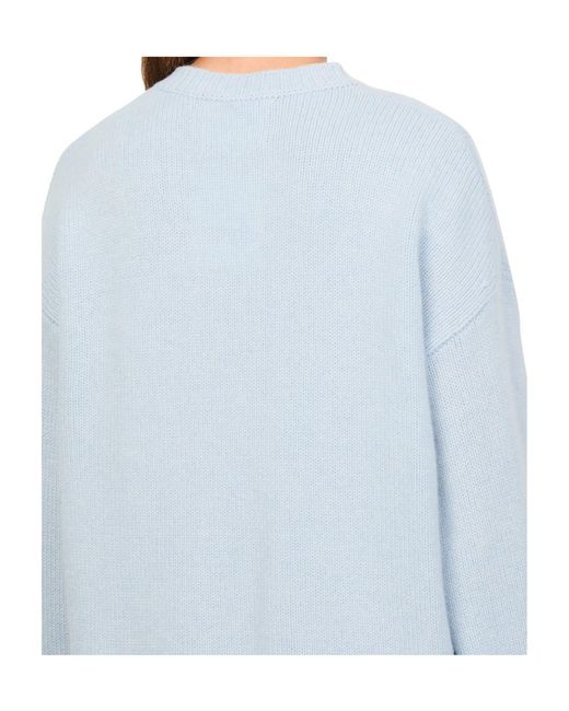 Lisa Yang Blue Crew-Neck Cashmere Sweater