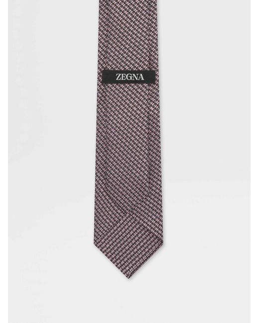 Zegna Purple Geometric-Patterned Jacquard Tie for men