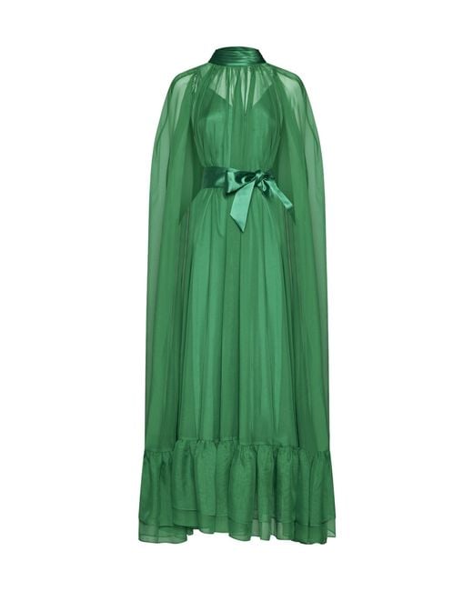 Alice + Olivia Green Lanelle Maxi Cape Dress
