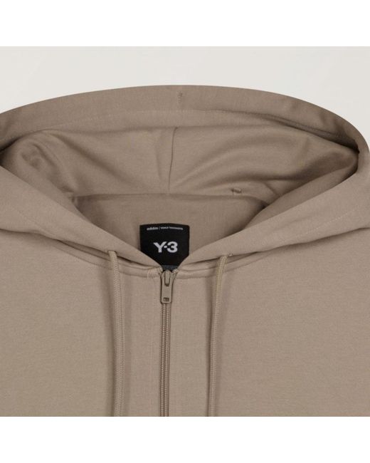 Y-3 Natural Zip-Up Drawstring Hoodie for men