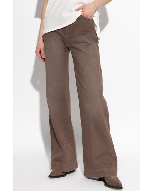 R13 Brown Leather-Patch Cotton Jeans