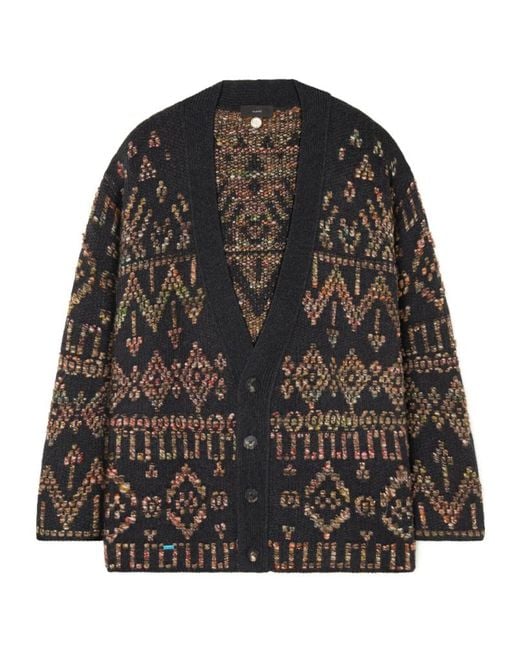 Alanui Gray Grunge Beat Patterned Cardigan for men