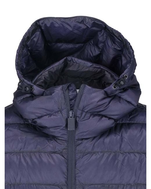 Aspesi Blue Hooded Quilted Down Jacket for men