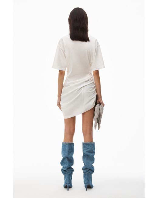 Alexander Wang White Draped-Waist Asymmetric T-Shirt