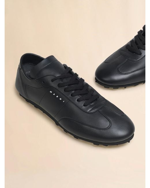 Marni Black Logo Detailed Low-Top Sneakers for men