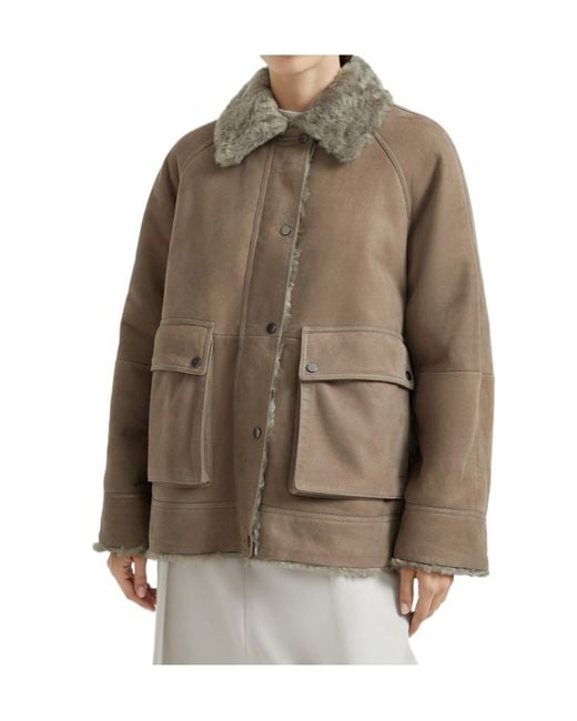 Brunello Cucinelli Brown Fuzzy Outerwear Jacket