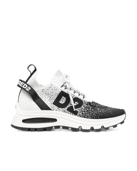 DSquared² White Run Ds2 Low-Top Lace-Up Sneakers for men
