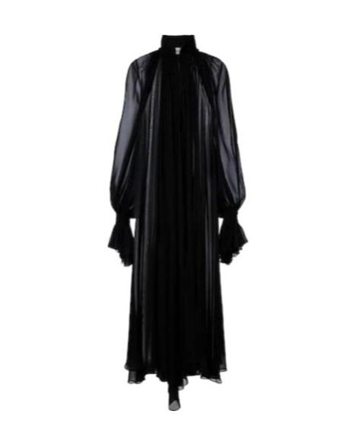 Khaite Black Edgar Semi-Sheer Silk Tulle Midi Dress