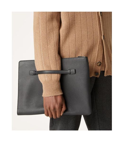 Loro Piana Black Zippered Briefcase for men