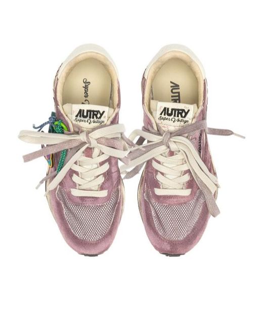 Autry Pink Reelwind Lace-Up Sneakers